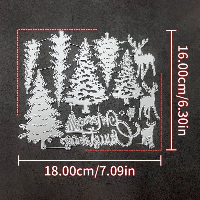 Lapoo Christmas Metal Cutting Die for Scrapbooking, 3D Backgrounds Frame New Cutting Dies DIY Album Card Making Decor Paper Metal Die Cuts Party Wedding Decorations (Elk and Forest 7.1 x 6.3 in) - Image 4